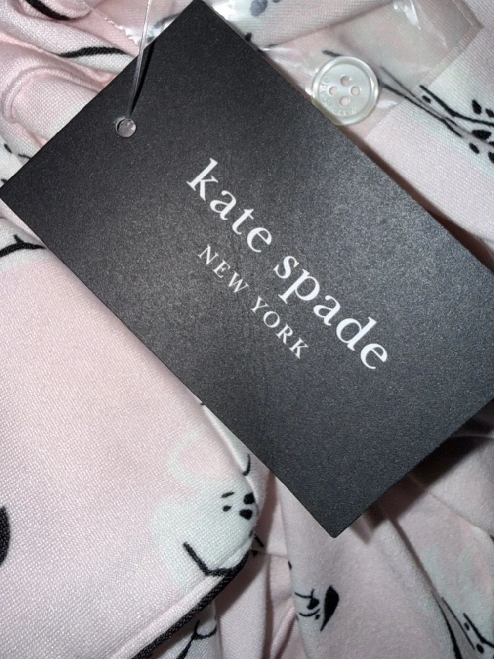 NWT Kate Spade Knit Pajama pj's Set Size S Shorts dogs Dalmations Pink